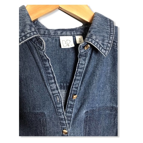 BP | Button Down Denim Long Sleeve Top Jean Shirt - Picture 4 of 11